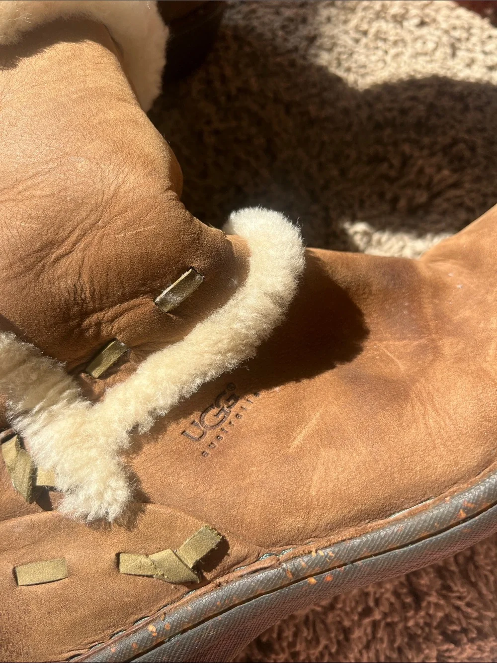 UGG Chestnut Brown Shearling-Trim Women's Winter Boots